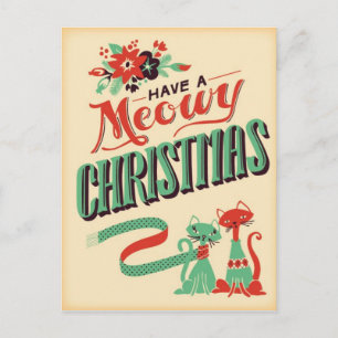 Vintag Retro Kätzchen Weihnachten Postkarte