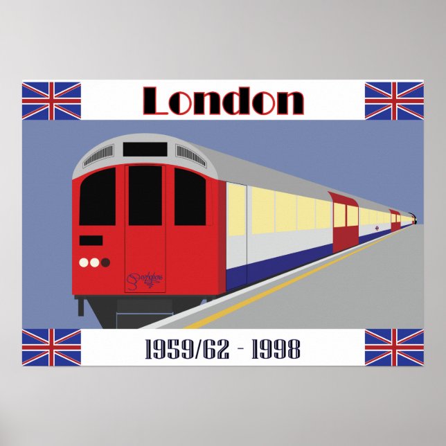 Vintag Retro London Train Postkarte Poster (Vorne)