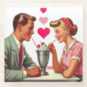 Vintag/Retro Malzgeschäft der 50er Jahre Valentine Glasuntersetzer