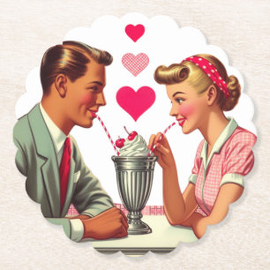Vintag/Retro Malzgeschäft der 50er Jahre Valentine Untersetzer