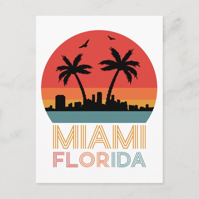 Vintag Retro Miami Florida Postkarte (Vorderseite)