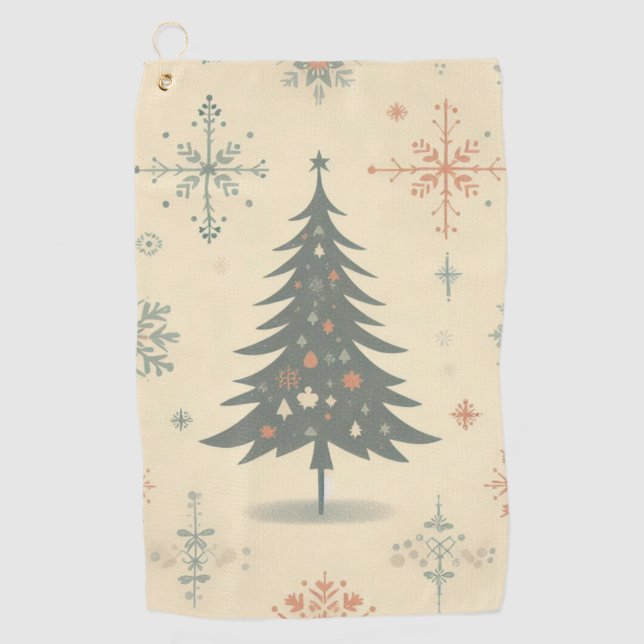 Vintag/Retro Moderne Weihnachten/Winter Golfhandtuch (Vorderseite)
