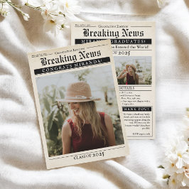 Vintag Retro Newspaper 3 Fotos Abschluss Ankündigung