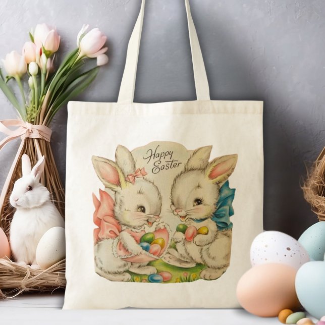 Vintag Retro Niedlich Happy Oaster Bunnies Tragetasche (Vintage Retro Cute Happy Easter Bunnies Tote Bag)