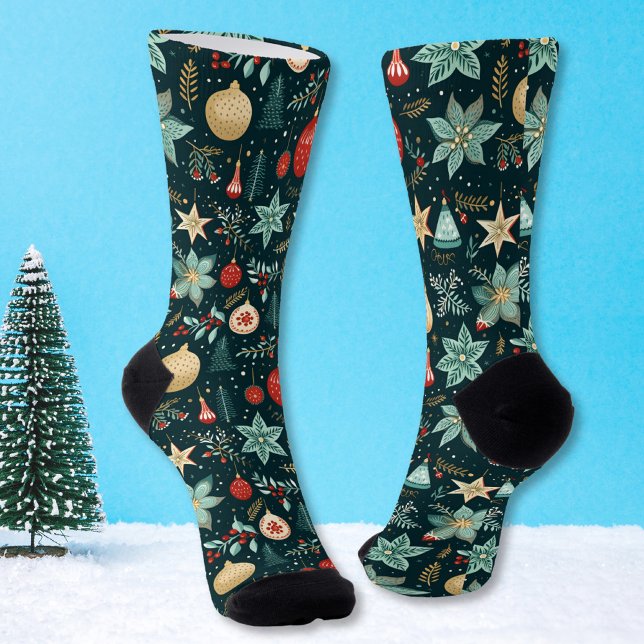 Vintag Retro Ornamente Weihnachten Socken (Von Creator hochgeladen)