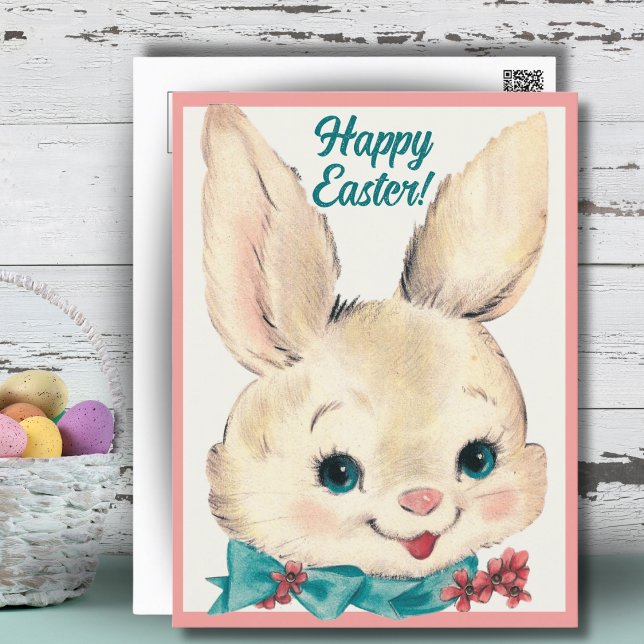 Vintag Retro Osterfest Happy Oster Feiertagspostkarte (Vintage Retro Easter Bunny Happy Easter Holiday Postcard)