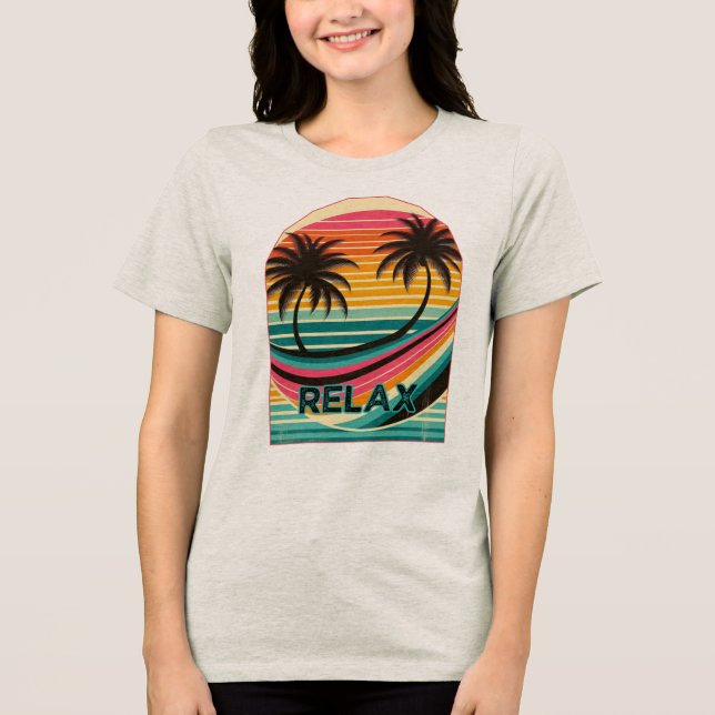 Vintag Retro Palm Tree Vibes Tri-Blend Shirt (Vorderseite)