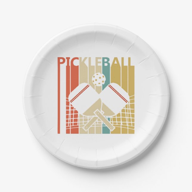 Vintag Retro Pickleball Pappteller (Vorderseite)