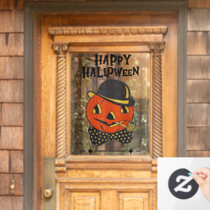 Vintag Retro Pumpkin mit Pipe Happy Halloween Fensteraufkleber