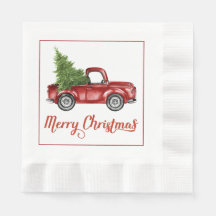 Vintag Retro Red Truck Weihnachtsbuch Napkins