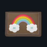Vintag Retro-Regenbogenmonogramm Trifold Geldbörse<br><div class="desc">ideal für Männer,  Frauen und Kinder; zwei Initialen mit bearbeitbarem Hintergrund und Schriftart</div>