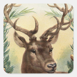 Vintag Retro Rentier Dei Christmas Quadratischer Aufkleber