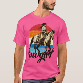 Vintag Retro Rodeo Cowgirl Horseback Riding Eques T-Shirt