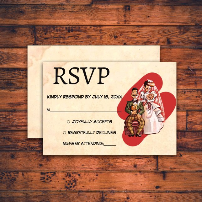 Vintag Retro Romantische Brauerei Rustikale Hochze RSVP Karte (Von Creator hochgeladen)