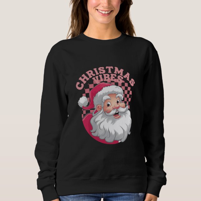Vintag Retro Rosa Weihnachten Sweatshirt (Vorderseite)