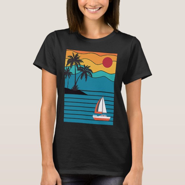 Vintag Retro Sailboat 80er 70er Segelboot T-Shirt (Vorderseite)