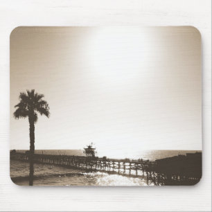 Vintag Retro san clemente pier california sepia Mousepad