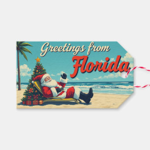 Vintag Retro Santa Claus am Strand - Florida Geschenkanhänger