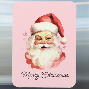 Vintag Retro Santa Claus Pink Frohe Weihnachten Magnet