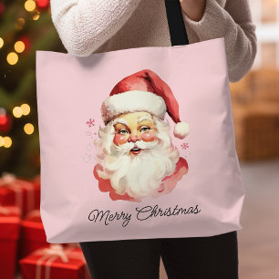 Vintag Retro Santa Claus Pink Frohe Weihnachten Tasche