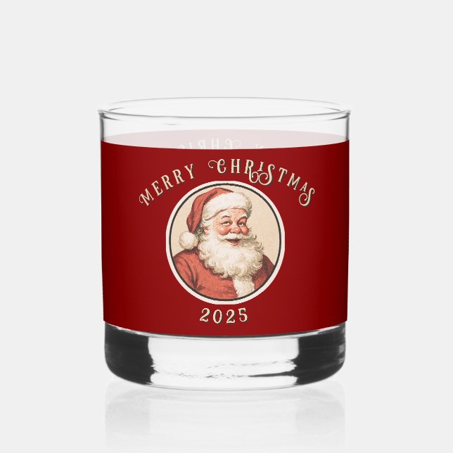 Vintag Retro Santa Whiskyglas (Vorderseite)
