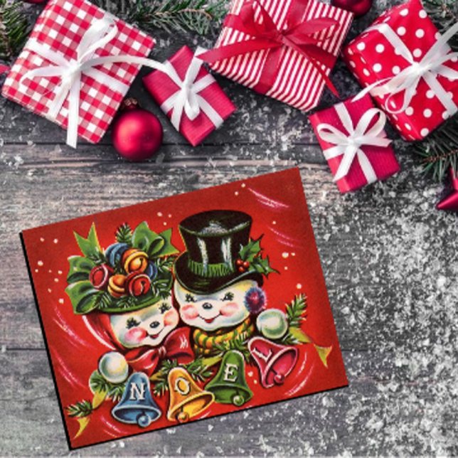 Vintag Retro Snowman Couple Weihnachten Grüße (Von Creator hochgeladen)