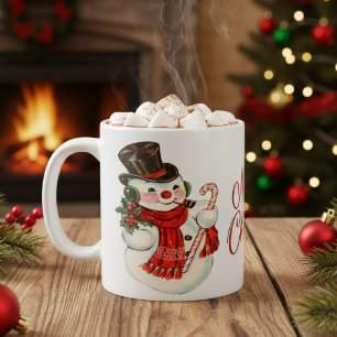 Vintag Retro Snowman Frohe Weihnachten Kaffeetasse