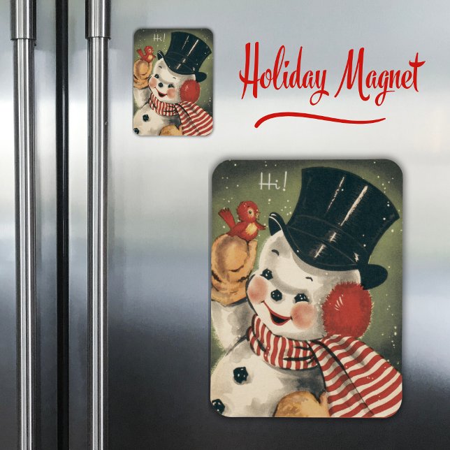 Vintag Retro Snowman Holiday Magnet (Vintage Retro Snowman Holiday Magnet)