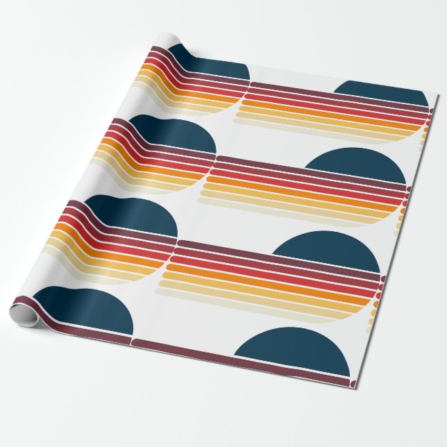 Vintag Retro Strip Sun Geburtstag Geschenkpapier (Ungerollt)
