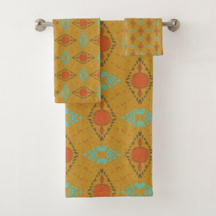 Vintag Retro Style 60er & 70er Pattern Badhandtuch Set