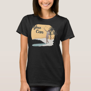 Vintag Retro Style Palm Tree Sea Wave Summer Girl T-Shirt