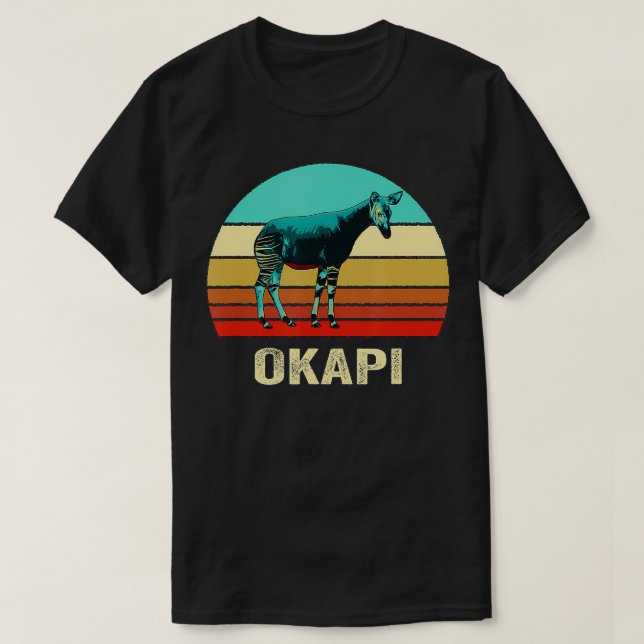 Vintag Retro Style Sunset Okapi T-Shirt (Design vorne)