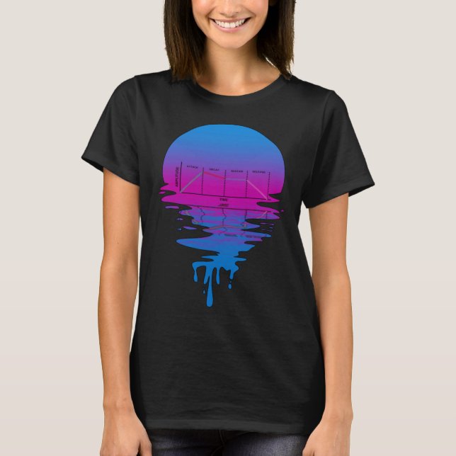 Vintag Retro Sunset ADSR Synth T-Shirt (Vorderseite)