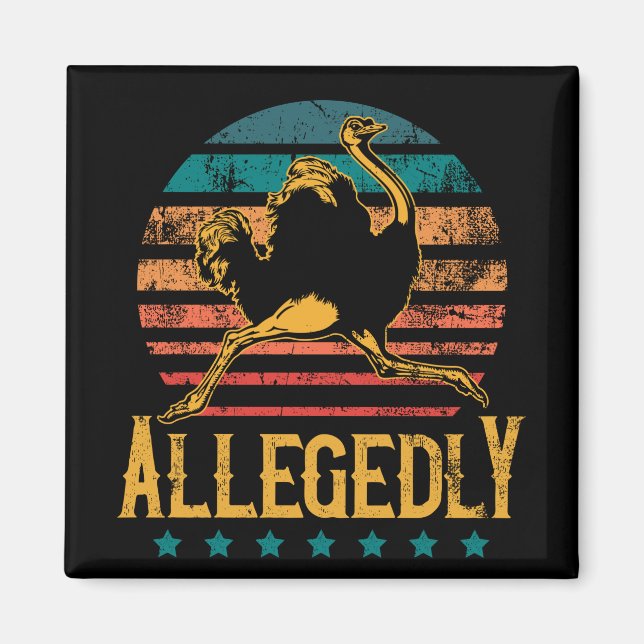 Vintag Retro Sunset angeblich Ostrich Funny Bird Magnet (Vorne)