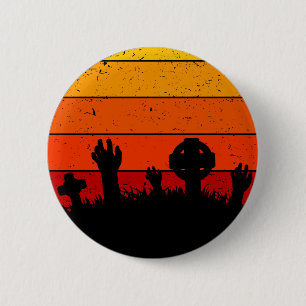 Vintag Retro Sunset Halloween Friedhof I Button