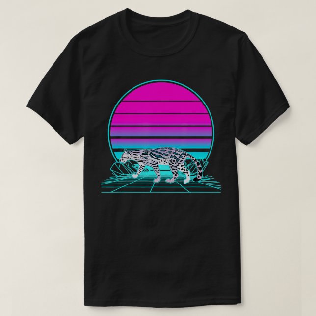 Vintag Retro Sunset Ocelot T-Shirt (Design vorne)