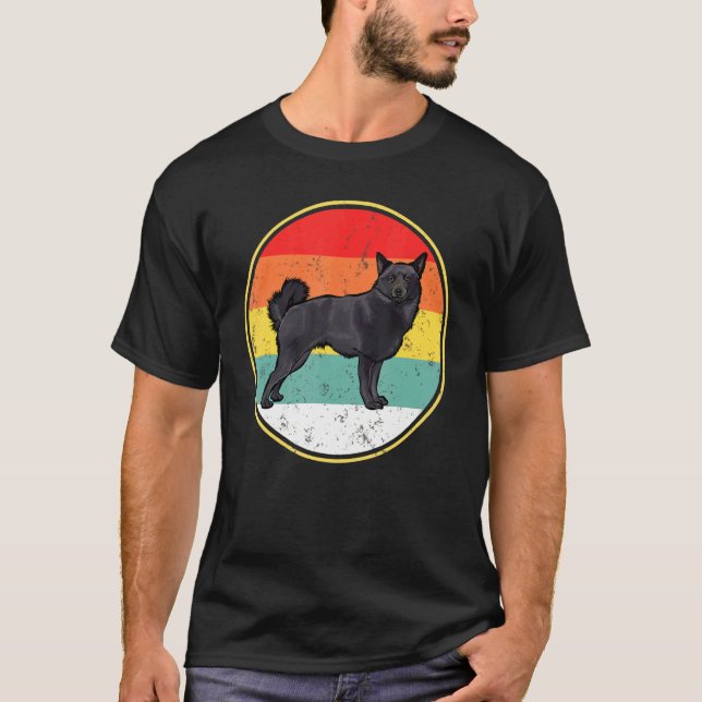 Vintag Retro Sunset Schipperke Dog T-Shirt (Vorderseite)
