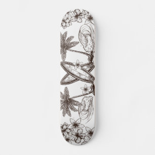 Vintag Retro Surf Vibes Palm Tree Hawaii Cali Skateboard