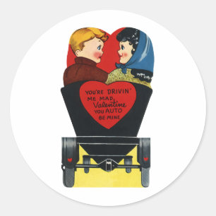 Vintag Retro Valentinstag, Liebe und Romantik Runder Aufkleber