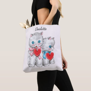 Vintag Retro Valentintagskatzen, Niedliche Kätzche Tasche