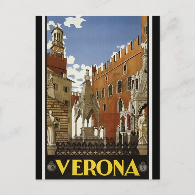 Vintag Retro Verona Italien Tourismus Postkarte (Vorderseite)