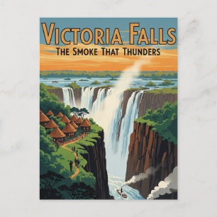 Vintag Retro Victoria Falls Travel Postkarte