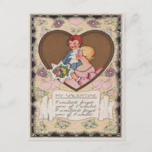 Vintag Retro Viktorianische Couple Hearts Valentin Feiertagspostkarte