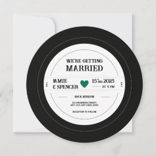 Vintag Retro Vinyl Record QR Hochzeit Einladung