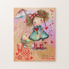 Vintag Retro Wasserfarbe Kleine Girl Osterkorb