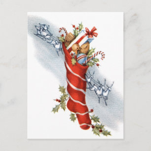 Vintag Retro Weihnachts-Strümpfe Postkarte