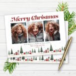 Vintag Retro Weihnachtsbäume Gaben Feiertag Foto Feiertagskarte<br><div class="desc">Minimalistische Vintage Retro Weihnachtsbaumen Geschenke Holiday Foto Weihnachtskarte mit 3 Ihrer Lieblings-Fotos und unsere trendige moderne und dennoch Retro-Typografie! Wünschen Sie Ihren Freunden und Ihrer Familie eine schöne Urlaubssaison mit dieser schönen Karte! Bitte kontaktieren Sie uns unter cedarandstring@gmail.com ,  wenn Sie Hilfe beim Design oder den passenden Produkten benötigen.</div>