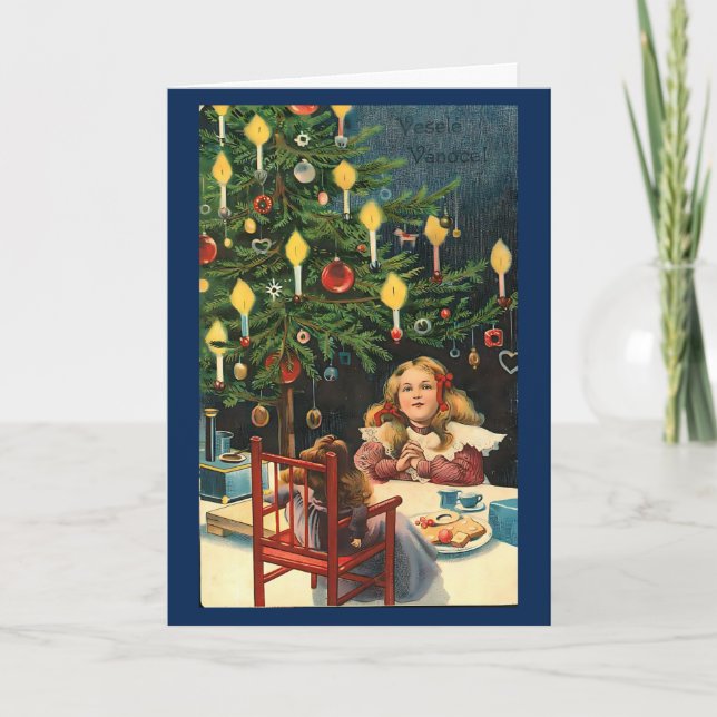 Vintag Retro Weihnachtsfeiertag Personalisiert Karte (Vorderseite)