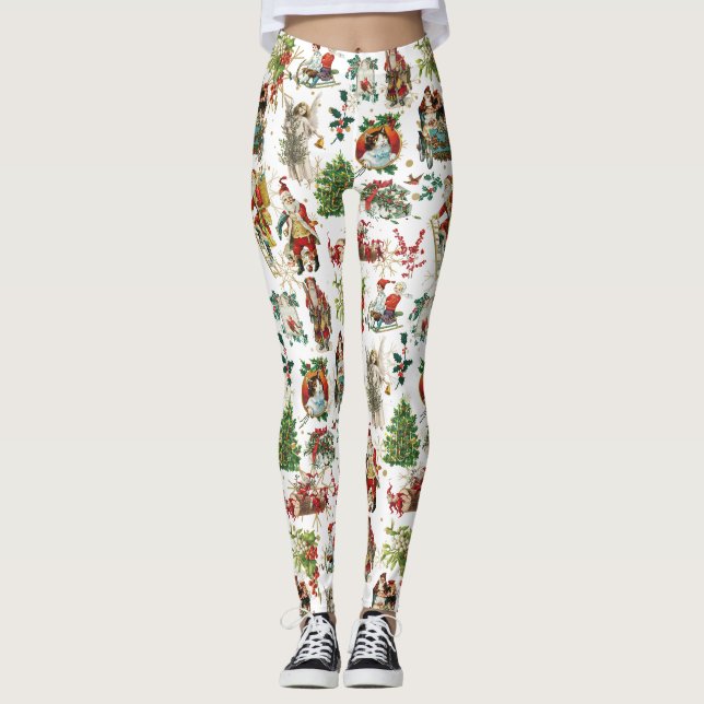 Vintag Retro Weihnachtsfest Leggings (Vorderseite)