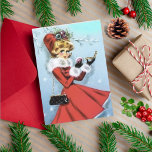 Vintag Retro Weihnachtsfrau in Rotem Kleid Feiertagskarte<br><div class="desc">Vintage Retro-Weihnachtsfrau,  die ihr Make-up in einem roten Kleid Holiday Card anzieht. Eine niedliche Karte aus den 50er Jahren,  die perfekt für Ihre Sammlung oder für den Versand an Familie und Freunde für den Urlaub ist.</div>